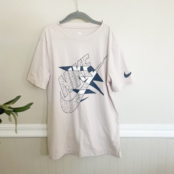 Nike 3Brand Tan Blue Logo Short Sleeve T-Shirt Size Medium - Picture 1 of 5